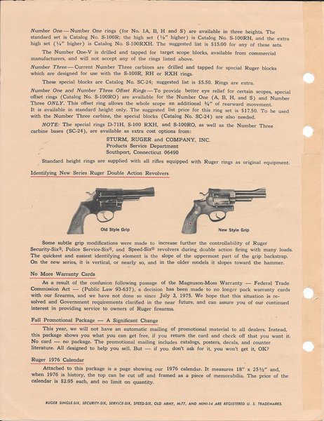 Ruger Newsletter September 1975