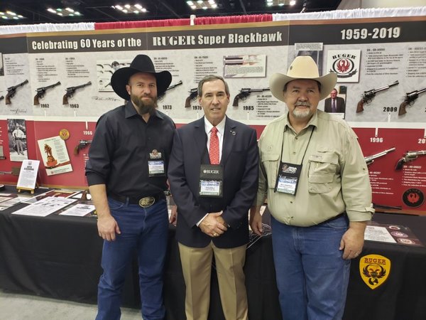 NRA 2019 Joel Adamson, Chris Killoy Ruger CEO and Steve Adamsom at Steve's Display. thumbnail_IMG_0970.jpg